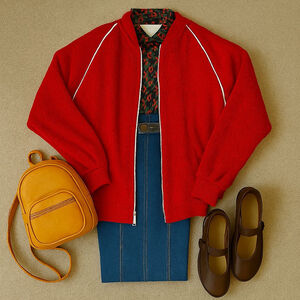 Vintage 70s 80s Bellisimo Terrycloth Red White Zip Up Track Bomber Jacket Unisex